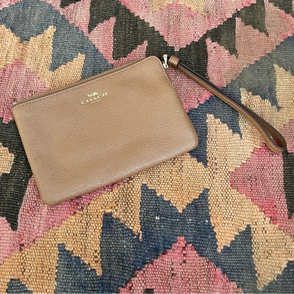 Coach design leather wristlet coin purse wallet